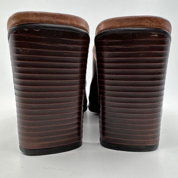 Matisse Paisley Square Toe Slide On High Heels Womens 6M Brown Leather Mules - Picture 4 of 11